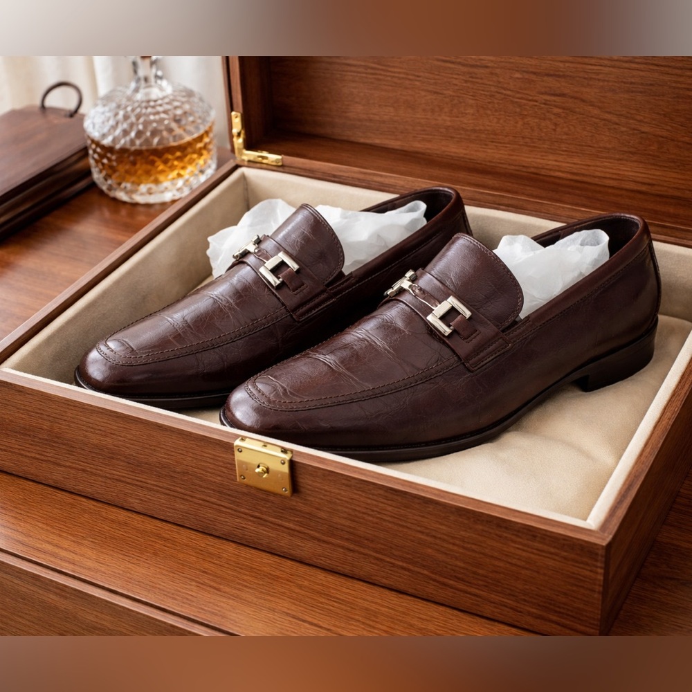 Bruno Magli Dark Brown Leather Bit Loafers